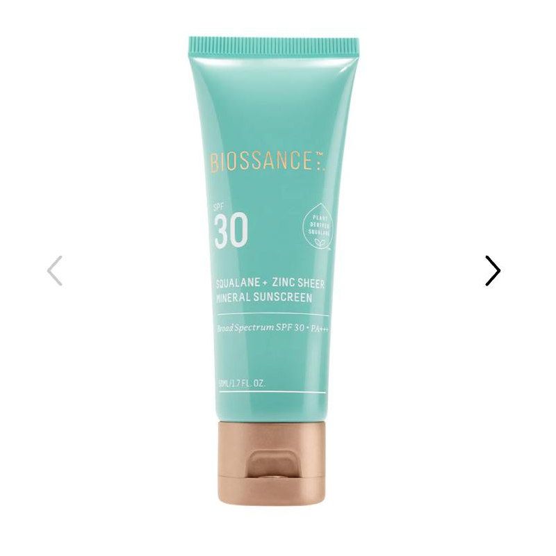 Biossance Zinc Sheer Hydrating Mineral Face Sunscreen SPF 30 with Ectoin + Squalane