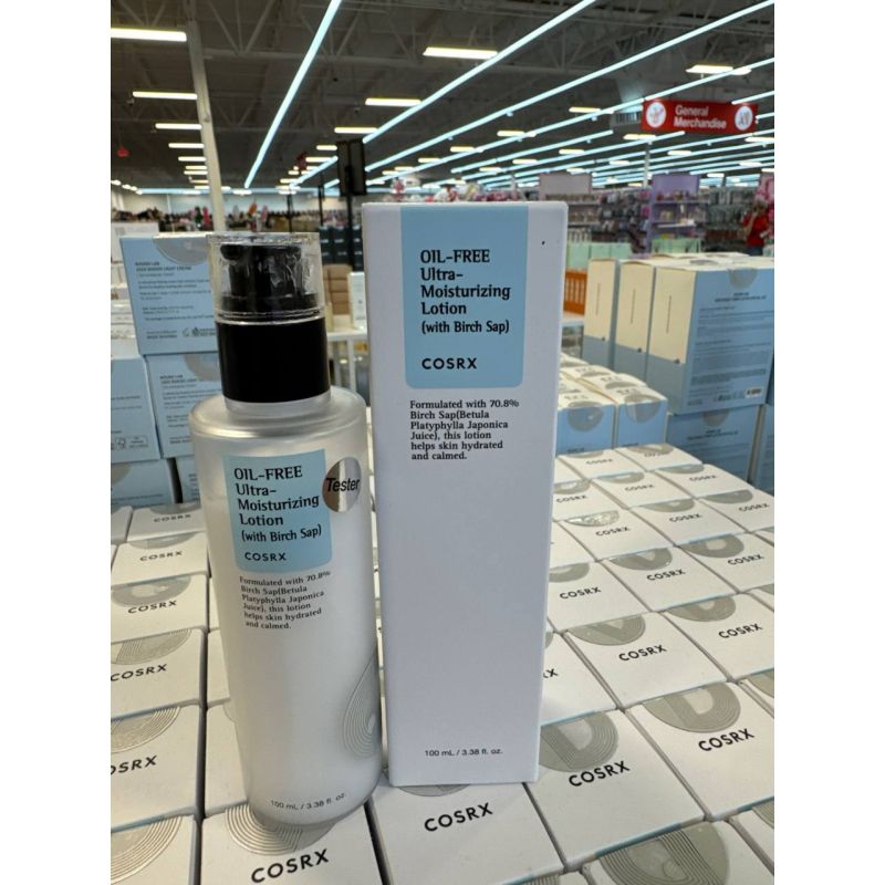 COSRX Oil-Free Ultra-Moisturizing Lotion (com Seiva de Betula).Formulado com 70,8% de seiva de betula, oferece hidratacao intensa e calmante sem pesar na pele. E ideal para peles oleosas e sensiveis, mantendo o equilibrio de umidade sem deixar sensacao ol