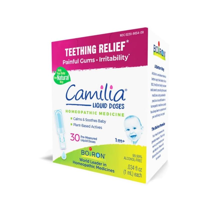 Boiron Camilia Teething Drops for Daytime and Nighttime Relief of Painful or Swollen Gums and Irritability in Babies - 30 Coun