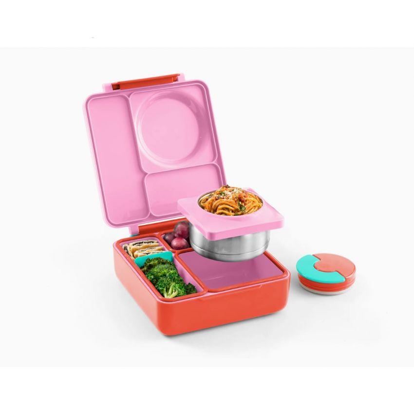 OmieBox Bento Box for Kids - Insulated with Leak Proof Thermos Food Jar - 3 Compartments, Two Temperature Zones (Single) (Packaging May Vary)