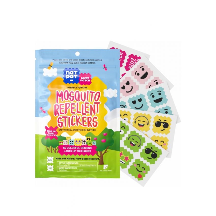 NATPAT Buzz Patch Mosquito Patch Stickers for Kids (60 Pack) - The Original All Natural Citronella Essential Oil Insect Patch, Plant Based Ingredients, Non-Toxic