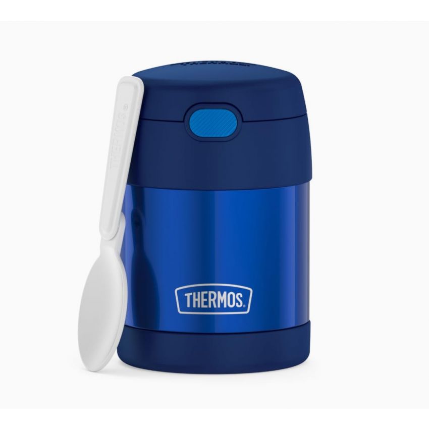 THERMOS FUNTAINER Insulated Food Jar – 10 Ounce, Navy – Kid Friendly Food Jar with Foldable Spoon