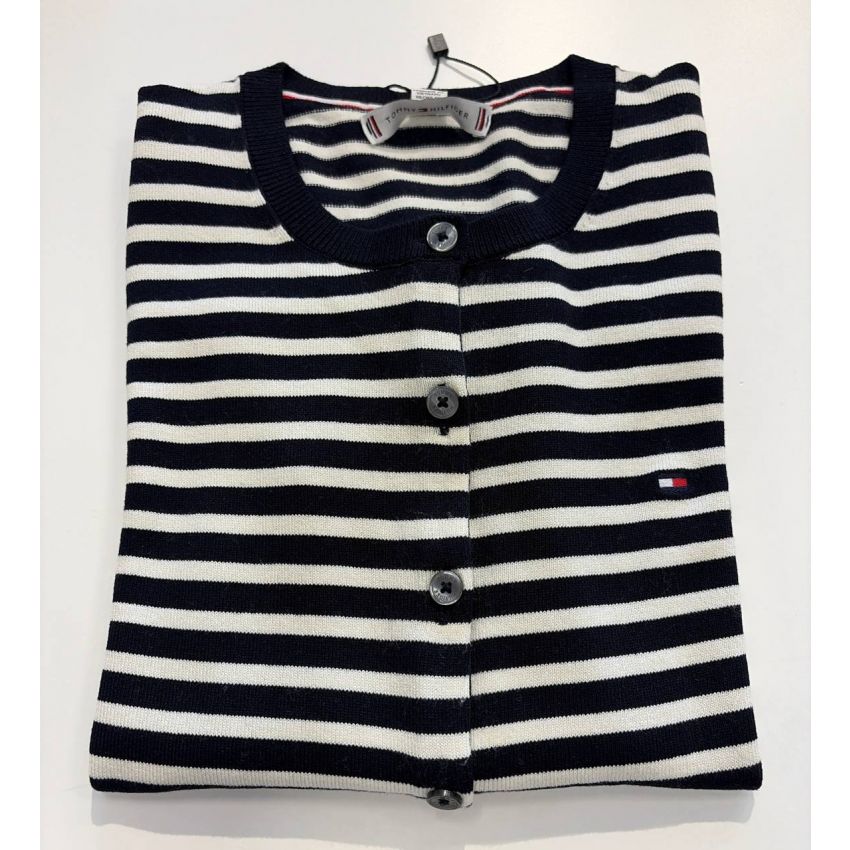cardigan linha manga longa listrada