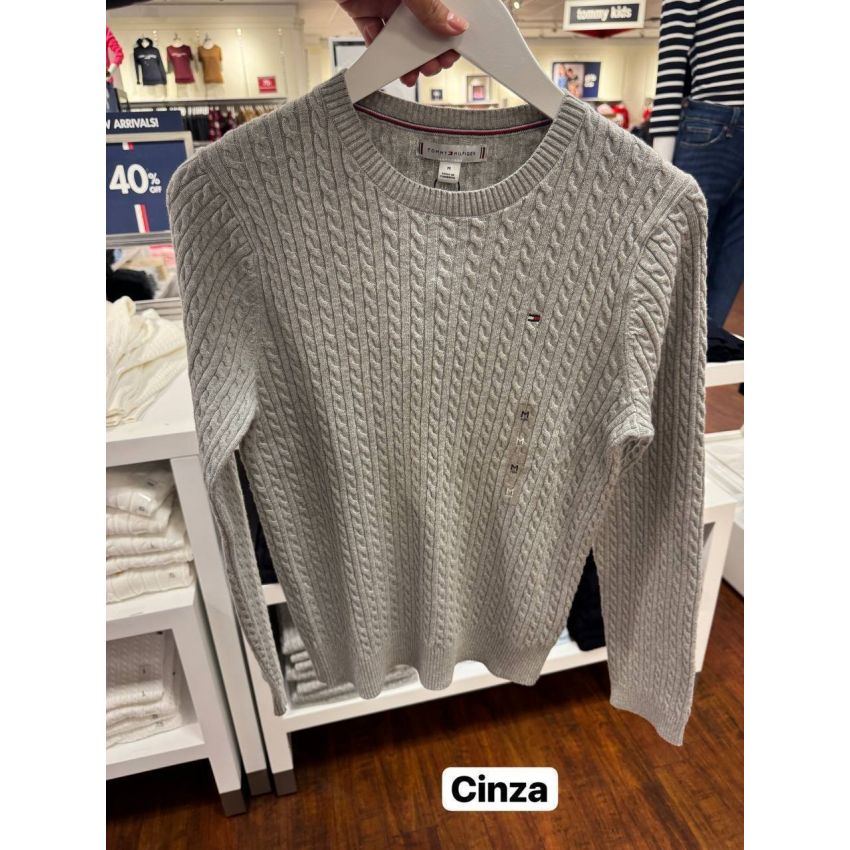 Sweater tricot trançado manga longa