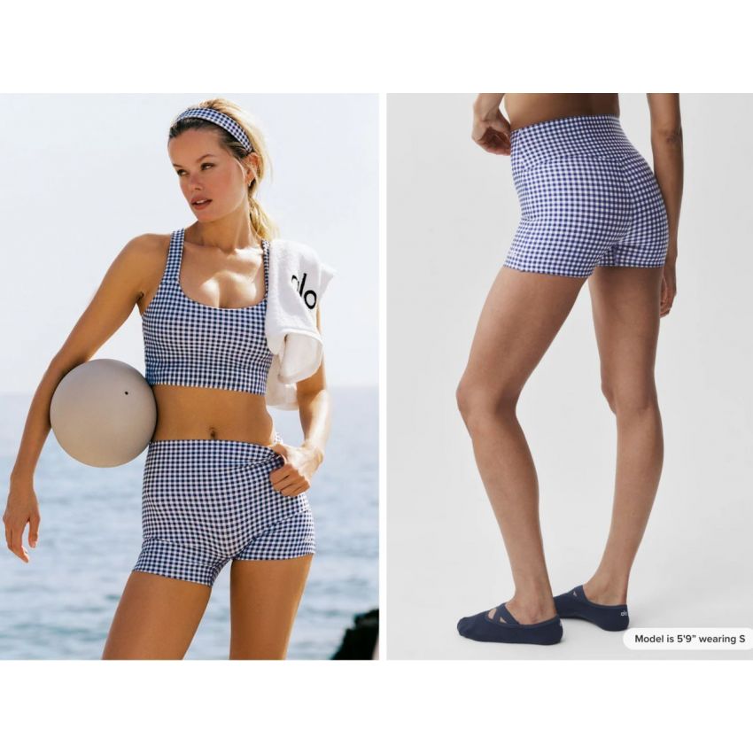 3 Airlift Gingham High-Waist Sleek Short