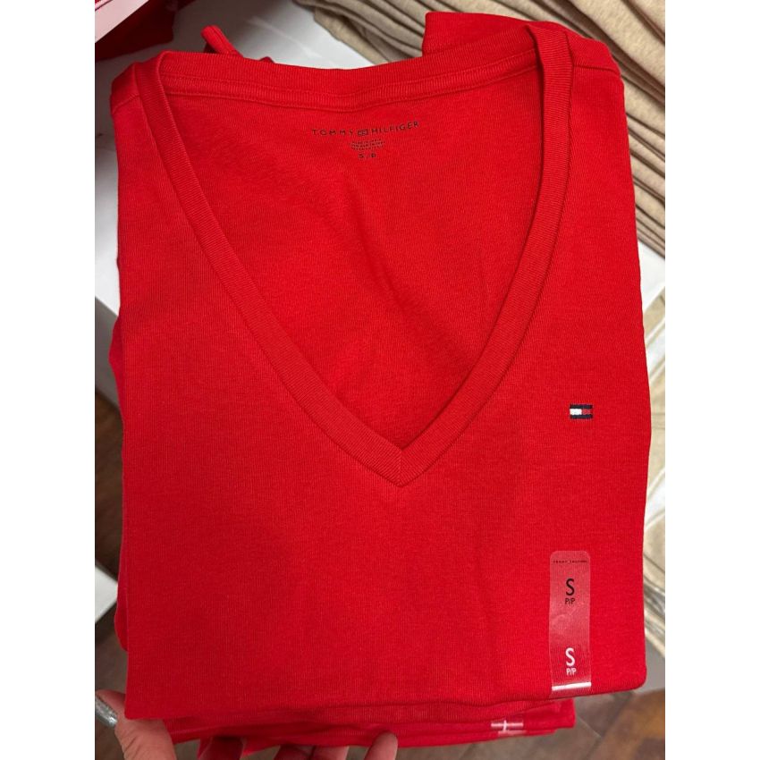 BLUSA BÁSICA DECOTE V MANGA CURTA
