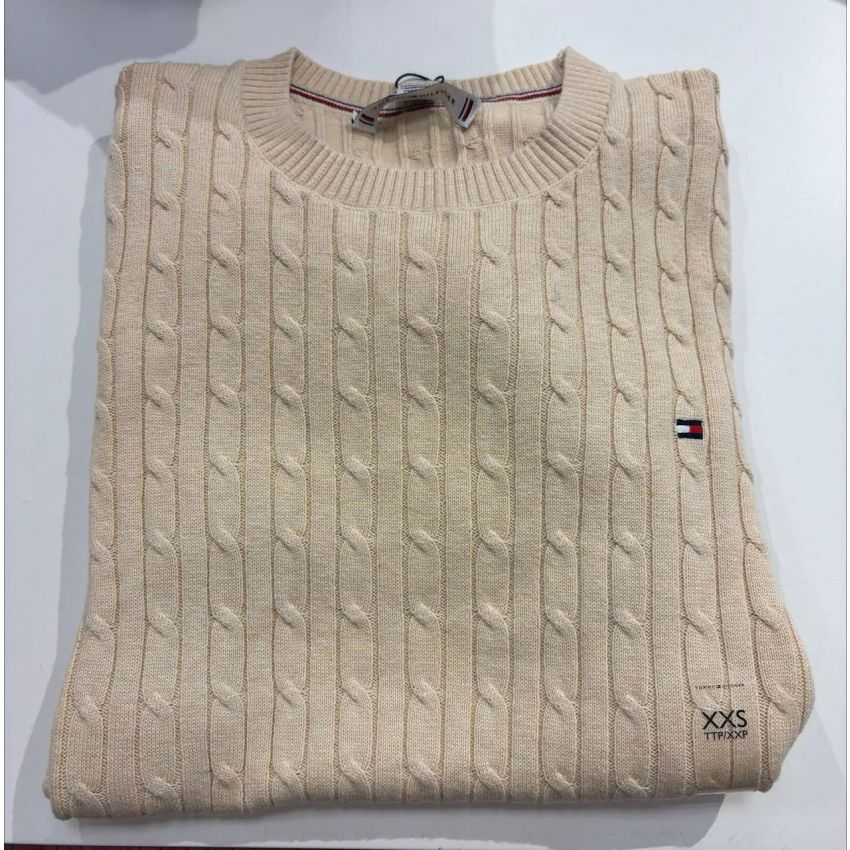 sweater tricot trançado manga curta