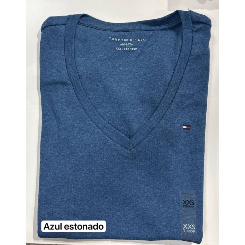 BLUSA BÁSICA DECOTE V MANGA CURTA