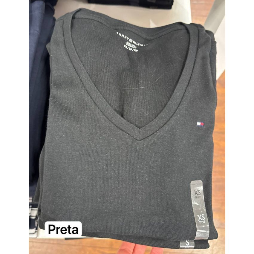 BLUSA BÁSICA DECOTE V MANGA CURTA