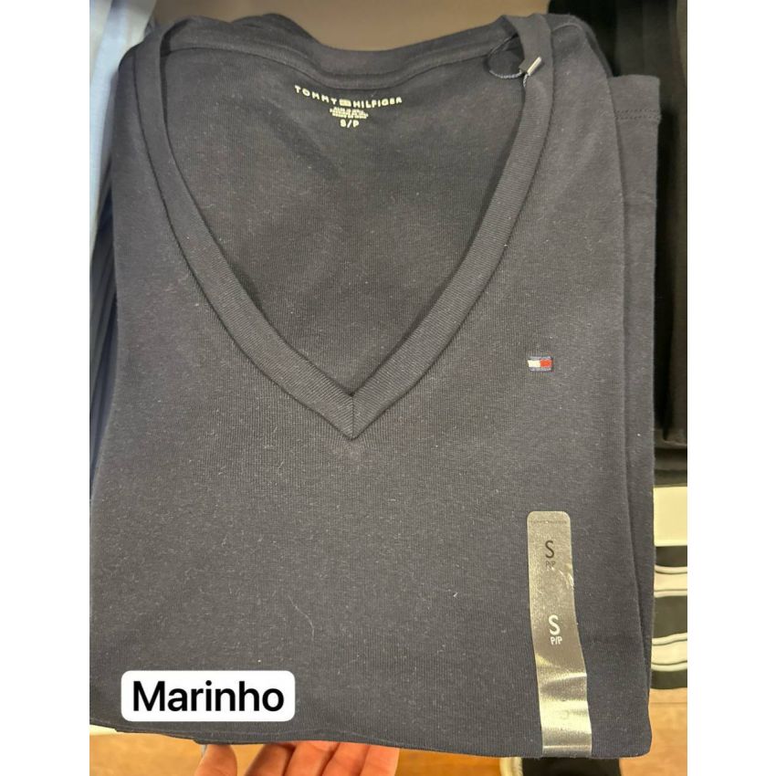 BLUSA BÁSICA DECOTE V MANGA CURTA