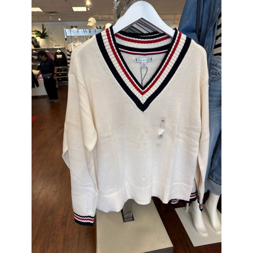 Sweater manga longa gola V oversized