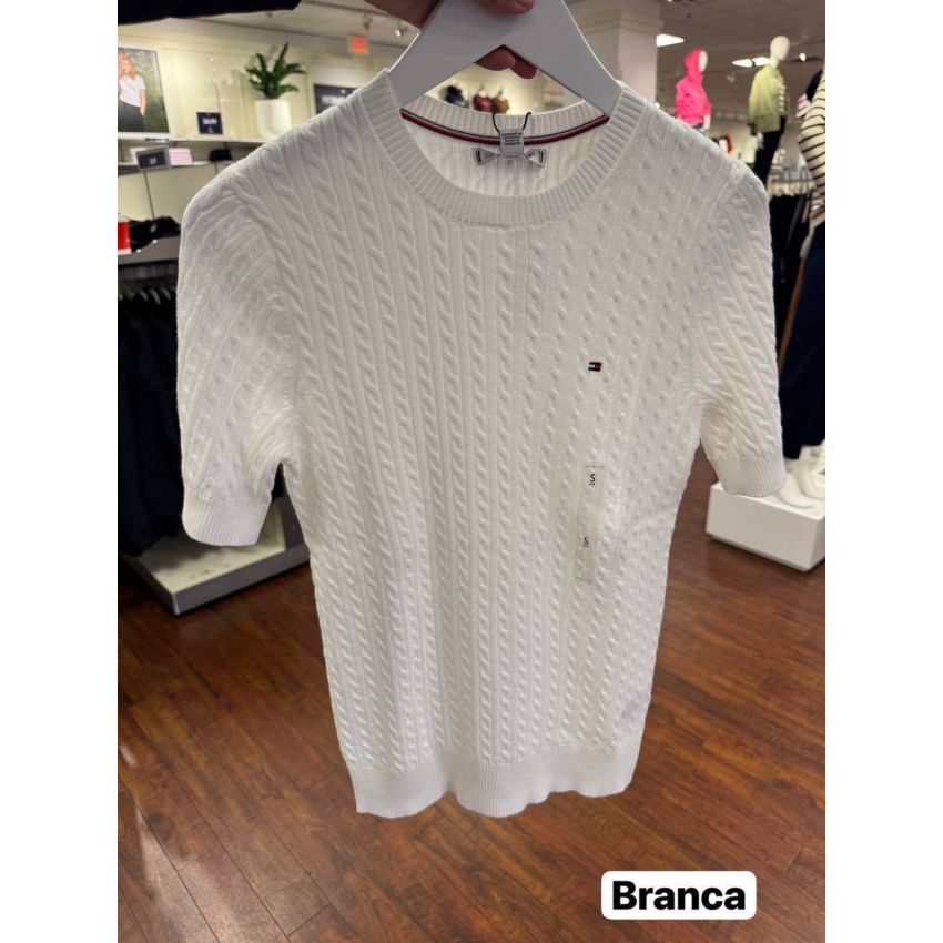 Sweater trançado manga curta