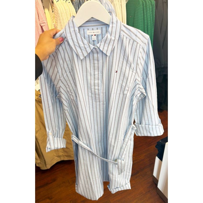 Vestido Algodão Oxford Manga Longa