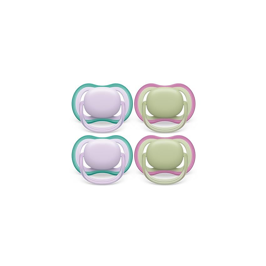 Philips Avent Ultra Air Pacifier - 4 x Light, Breathable Baby Pacifiers for Babies Aged 0-6 Months