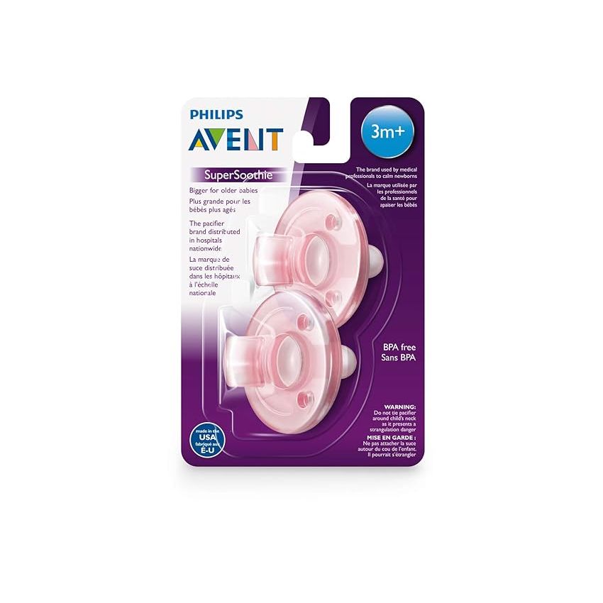 Philips Avent Super Soothie Pacifier, Pink, 3+ months, 2 Pack, SCF192/07