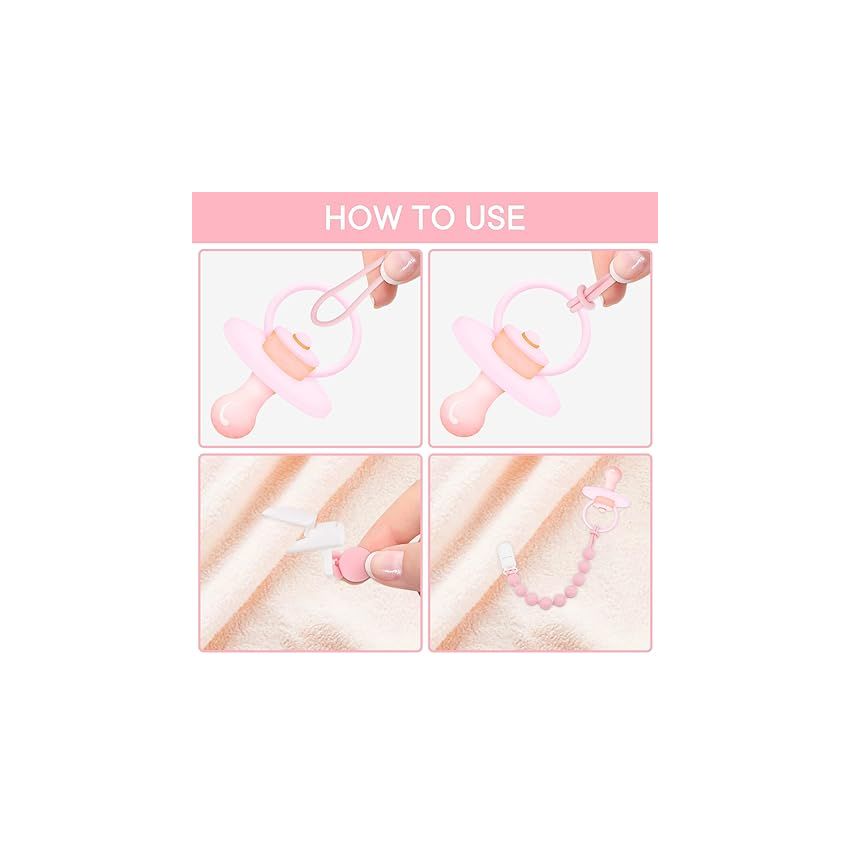 Silicone Pacifier Clip Holder, 4 Pack One Piece Soft Flexible Binky Clips Pacifier Holder Clip for Girls