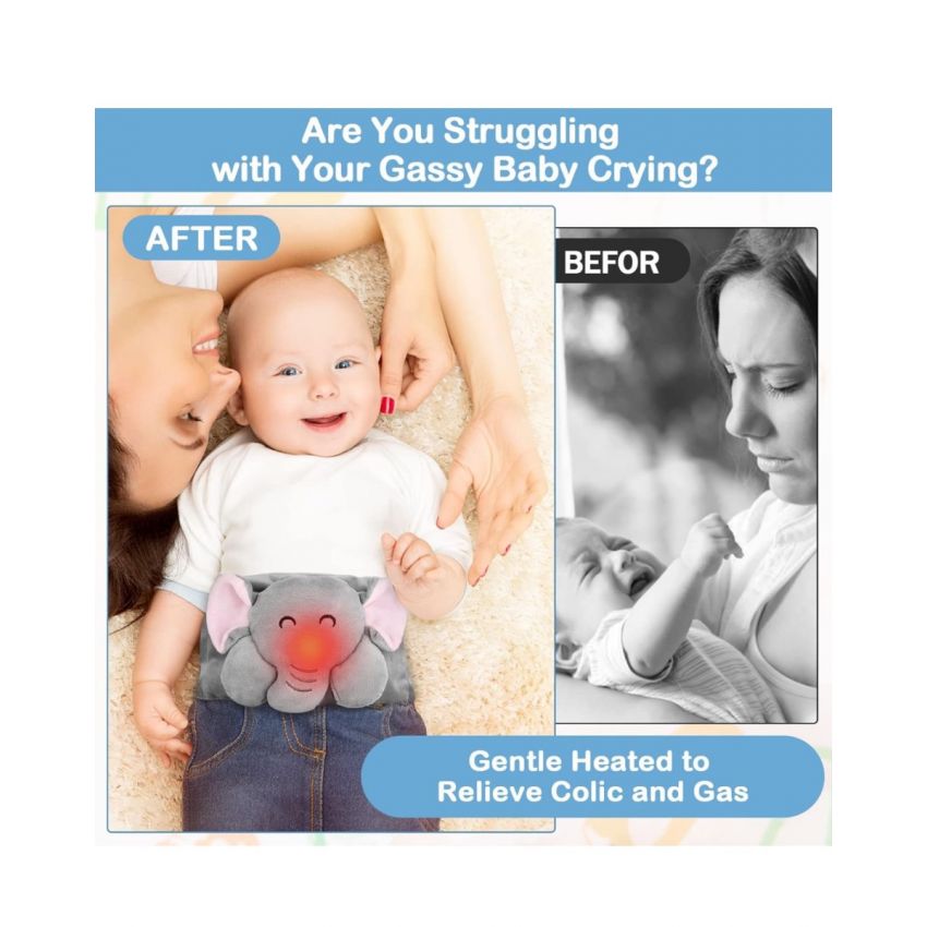Baby Colic and Gas Relief - Heigoeost Heated Tummy Wrap for Newborns Belly Relief by Soothing Warmth