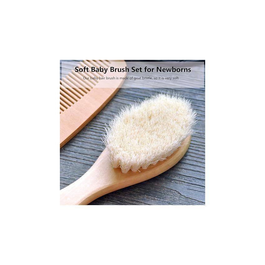 YarraModes Baby Goat Hair Brush and Comb Set for Newborns & Toddlers