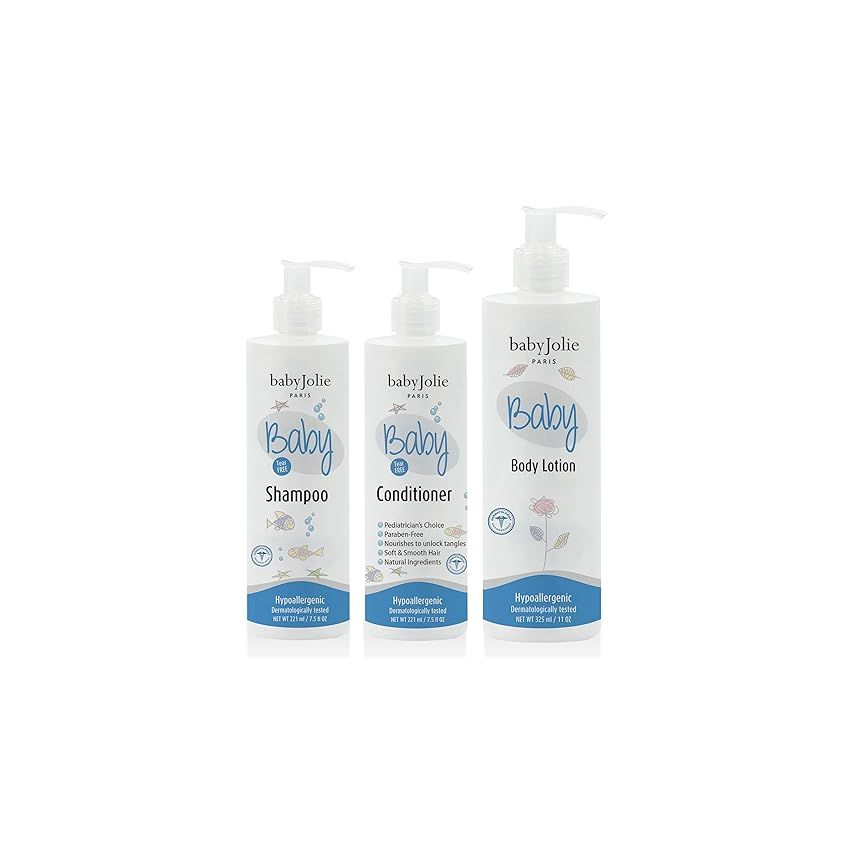 Baby Jolie Baby Bath Set | 1 Baby Shampoo 7.5oz (221ml) + 1 Baby Hair Conditioner 7.5oz (221ml) + 1 Baby Lotion 11oz (325ml)