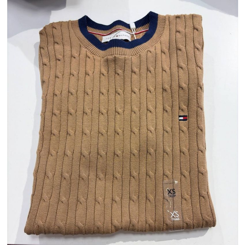 sweater tricot trançado manga curta
