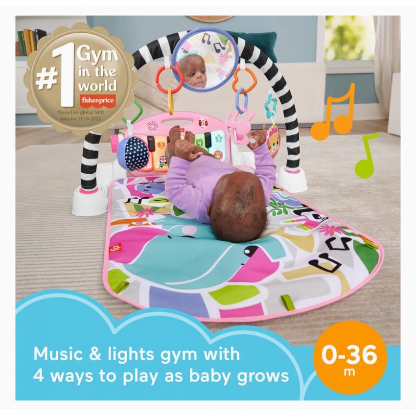Fisher-Price Baby Gift Set Glow and Grow Kick & Play Piano Gym Baby Playmat & Musical Toy with Smart Stages Learning Content, plus 2 Maracas for Ages 0+ Months, Blue