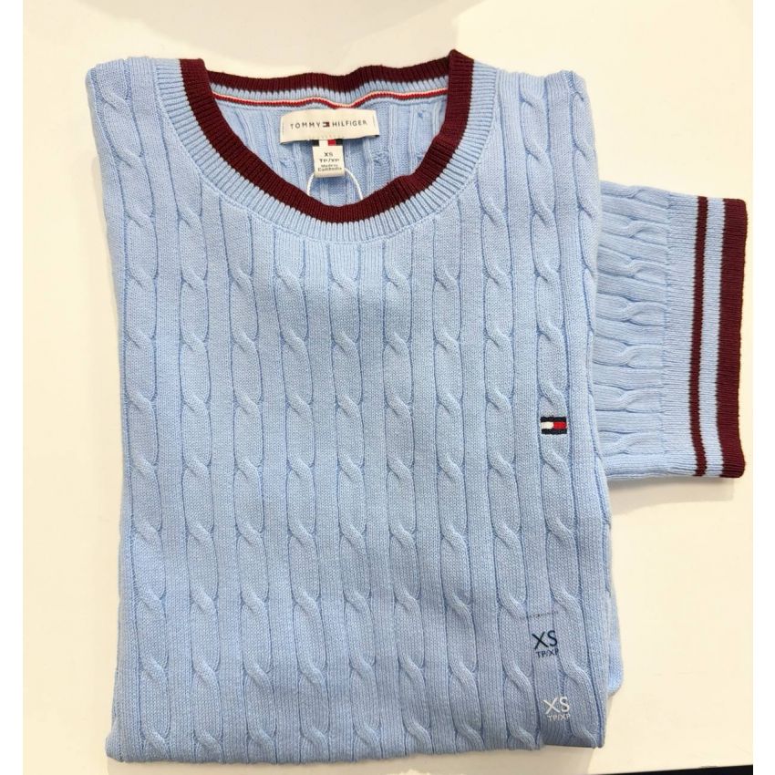 sweater tricot trançado manga curta