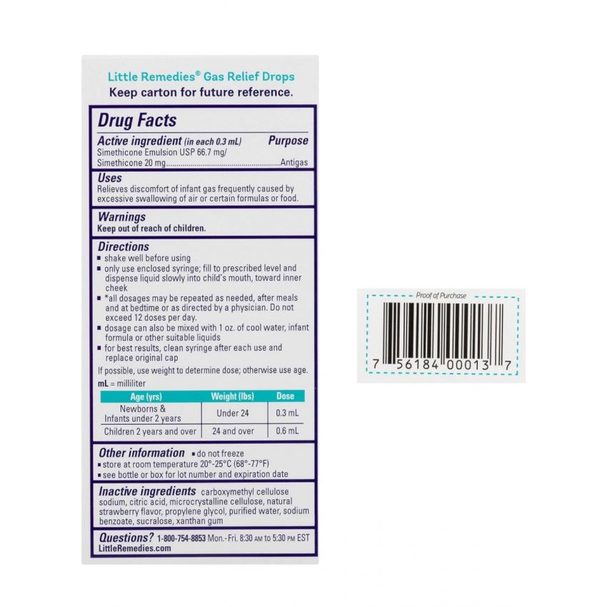Little Remedies Gas Relief Drops | Natural Berry Flavor | Safe for Newborns
