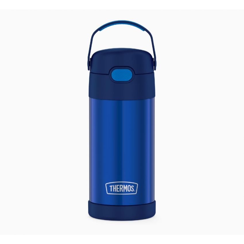 THERMOS FUNTAINER 12 Ounce Stainless Steel Vacuum Insulated Kids Straw Bottle, Blue