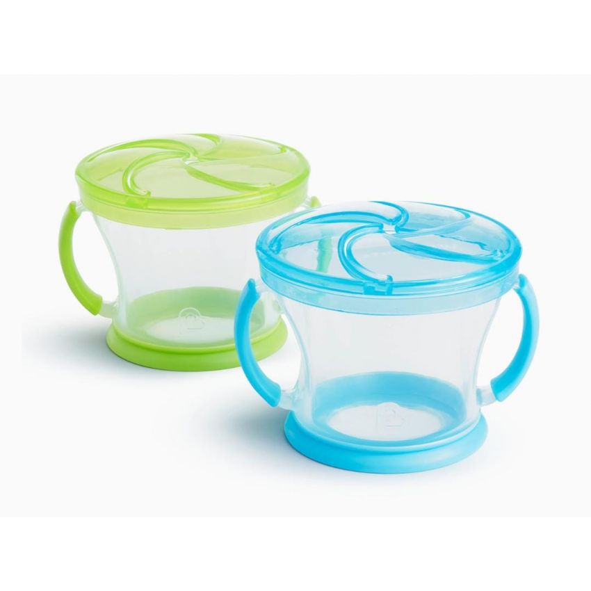 Munchkin Snack Catcher Toddler Snack Cups, 2 Count (Pack of 1), Blue/Green