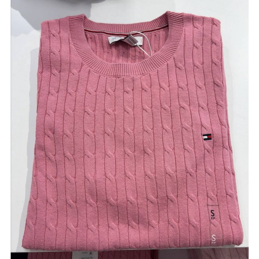 sweater tricot trançado manga curta