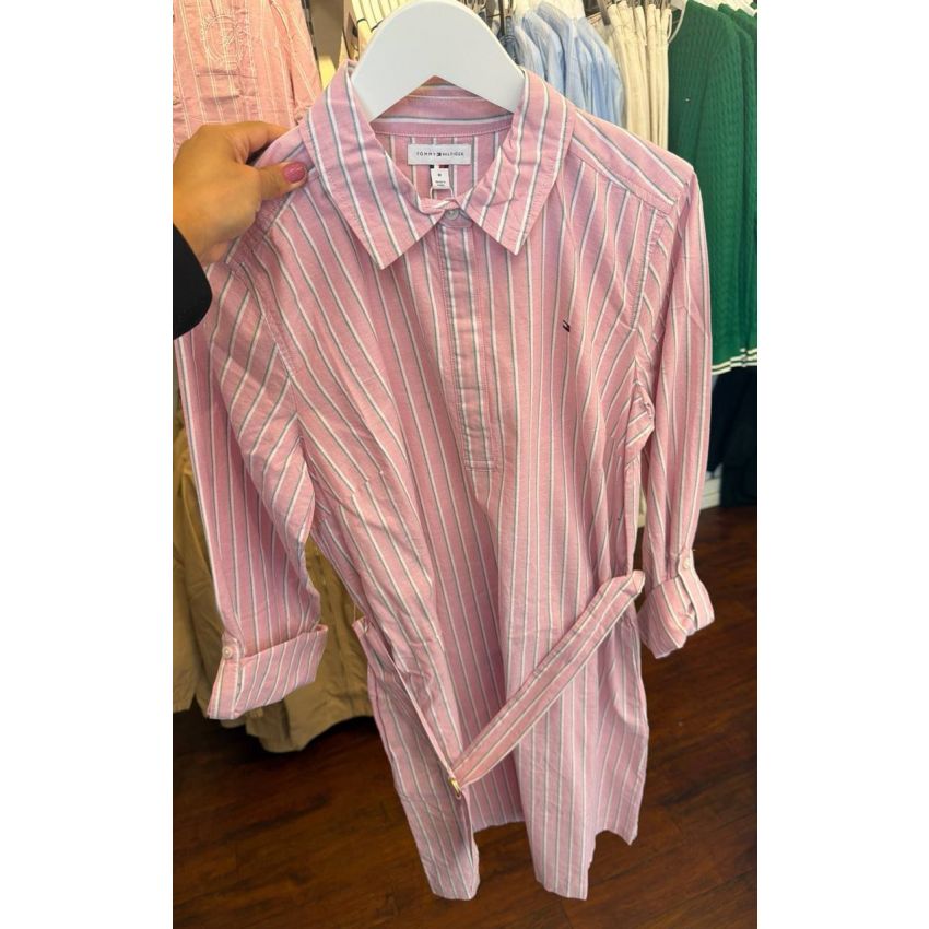 Vestido Algodão Oxford Manga Longa