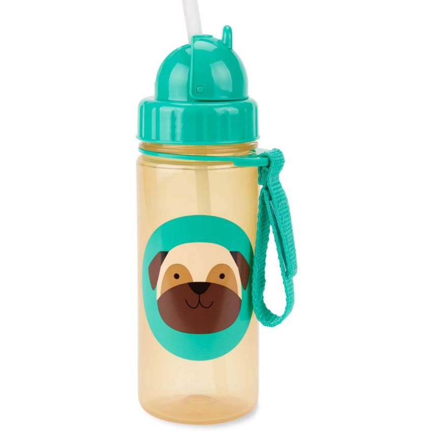 Skip Hop ZOO Straw Bottle - 12Oz - Pug 