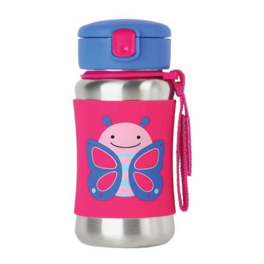 Skip Hop Zoo Stainless Steel Straw Bottle Butterfly