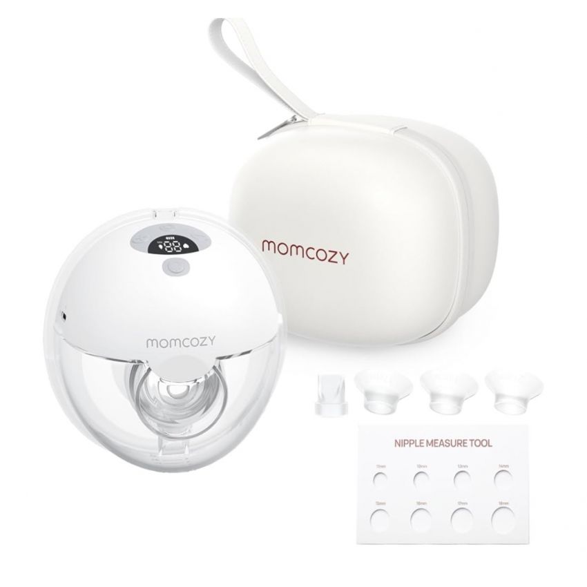 Momcozy M5 Hands-Free Wearable Breast Pump, SINGLE Sealed Flange for Baby-Like Comfort, 3 Modes & 9 Suction Levels, Portable Electric Pump – 24mm, 1-Pack Quill Gray