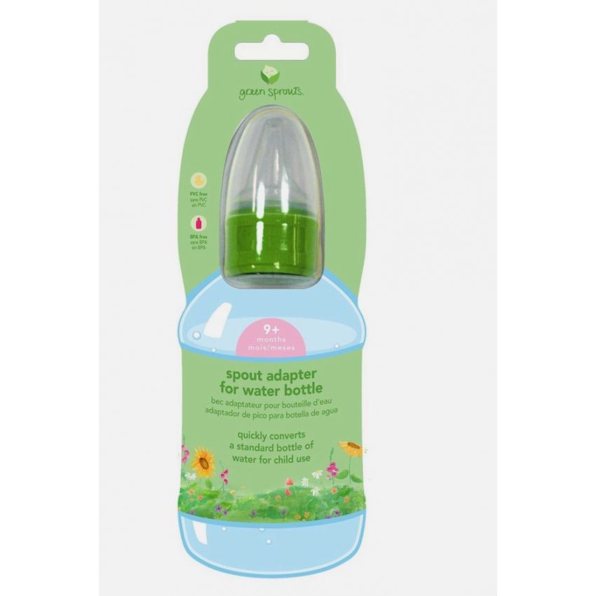 green sprouts Spout Adapter for Water Bottle, Quickly Converts a Standard Bottle into a Sippy Cup, Collar Fits Two Bottle Sizes, One Size
