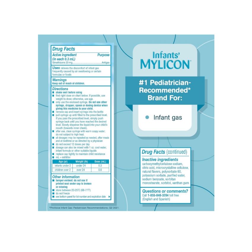 MYLICON Infants Gas Relief Drops for Infants and Babies, Dye Free Formula, 1 Fluid Ounce