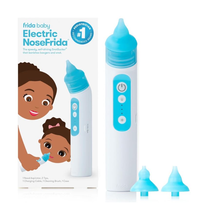 Frida Baby Electric NoseFrida Nasal Aspirator for Baby, Nose Sucker for Baby & Toddler, Nasal Aspirator with 3 Suction Levels, 2 Silicone Tips, USB Rechargeable