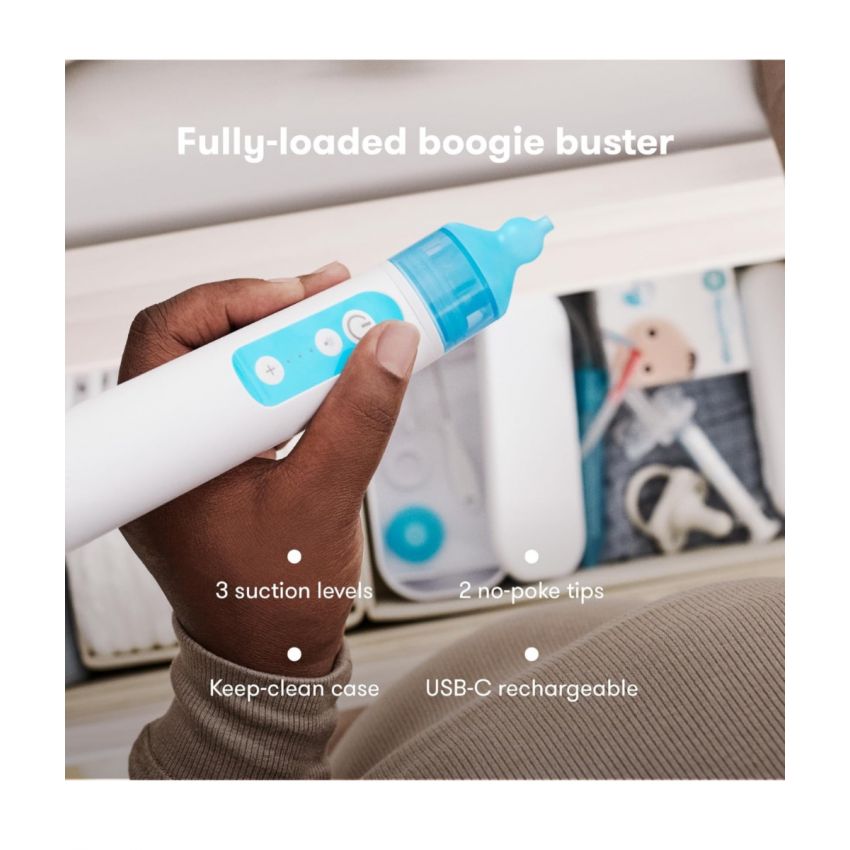 Frida Baby Electric NoseFrida Nasal Aspirator for Baby, Nose Sucker for Baby & Toddler, Nasal Aspirator with 3 Suction Levels, 2 Silicone Tips, USB Rechargeable