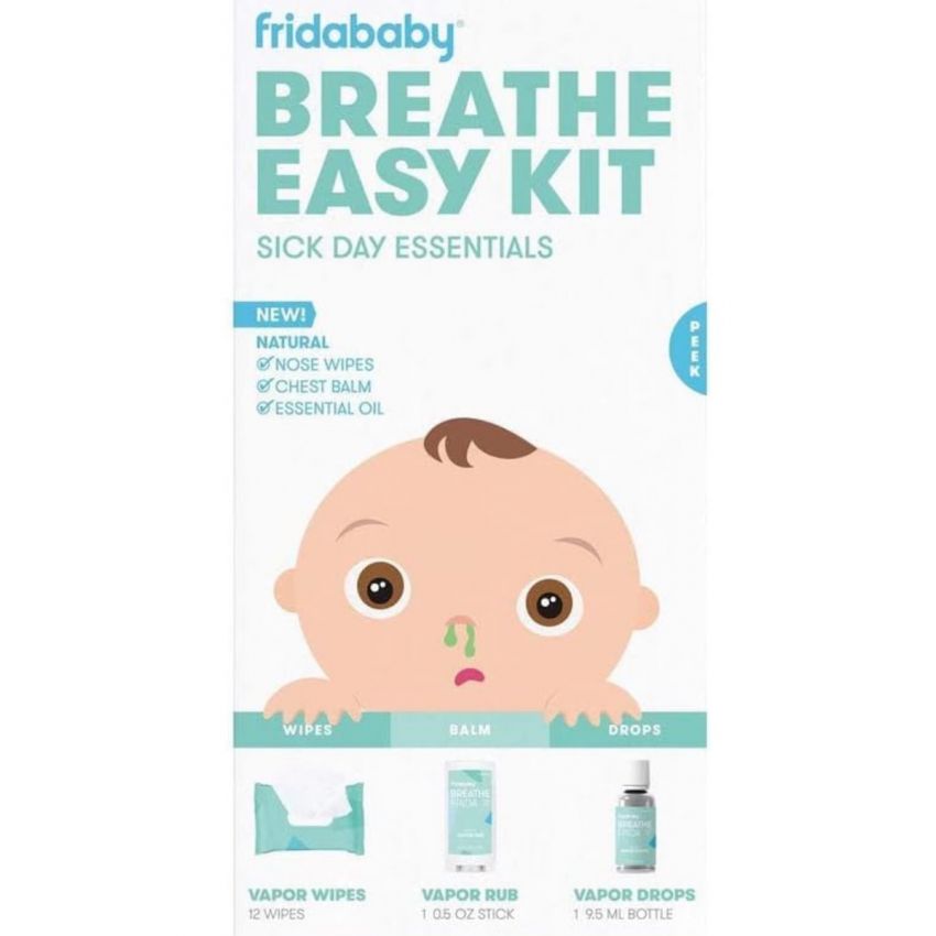 Frida Baby Breathe Easy Kit Sick Day Baby Essentials - Natural Vapor Wipes, Organic Vapor Rub + Organic Vapor Drops to Help Baby Breathe Easy