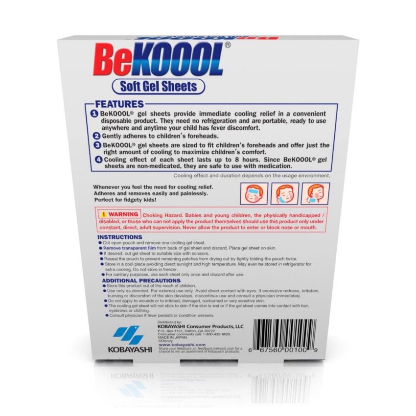 BEKOOOL Immediate Cooling Fever Reducing Soft Gel Sheets for Kids 