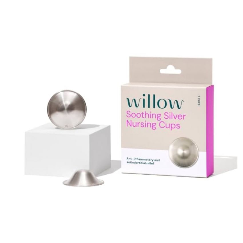Willow Soothing Silver Nursing Cups, 2 Pack, Breastfeeding Nipple Covers for Protection & Pain Relief, BPA Free