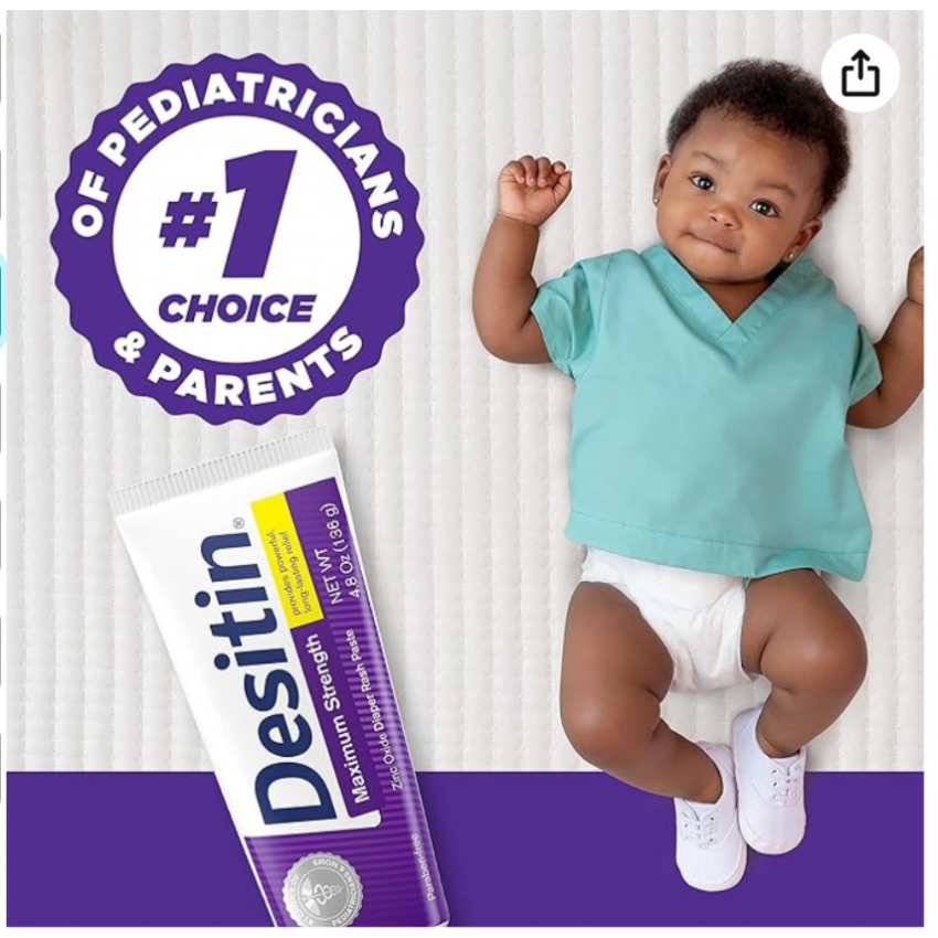 Desitin Maximum Strength Baby Diaper Rash Cream with 40% Zinc Oxide for Treatment, Relief & Prevention, Hypoallergenic, Phthalate- & Paraben-Free Paste, 4.8 oz