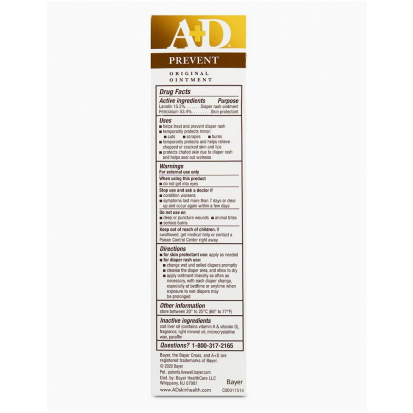 A+D Original Diaper Rash Ointment Prevents & Treats Diaper Rash, Moisturizing Skin Protectant with Vitamins A & D