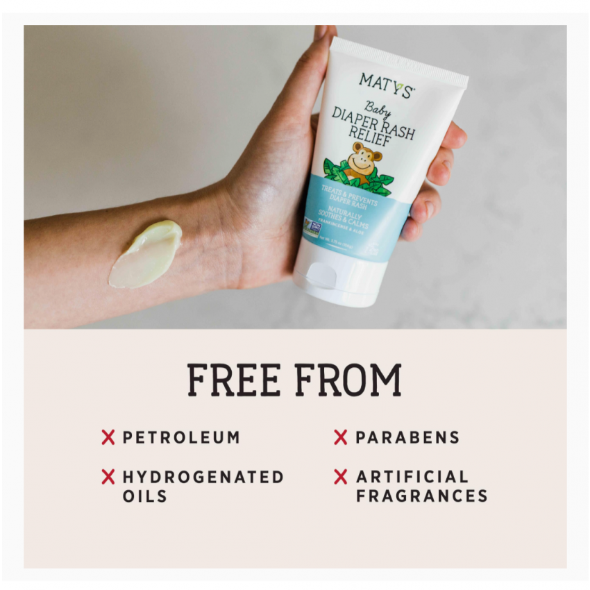 Maty's All Natural Baby Diaper Rash Relief Cream for 3 Months Plus, 3.75 oz 2 Tube