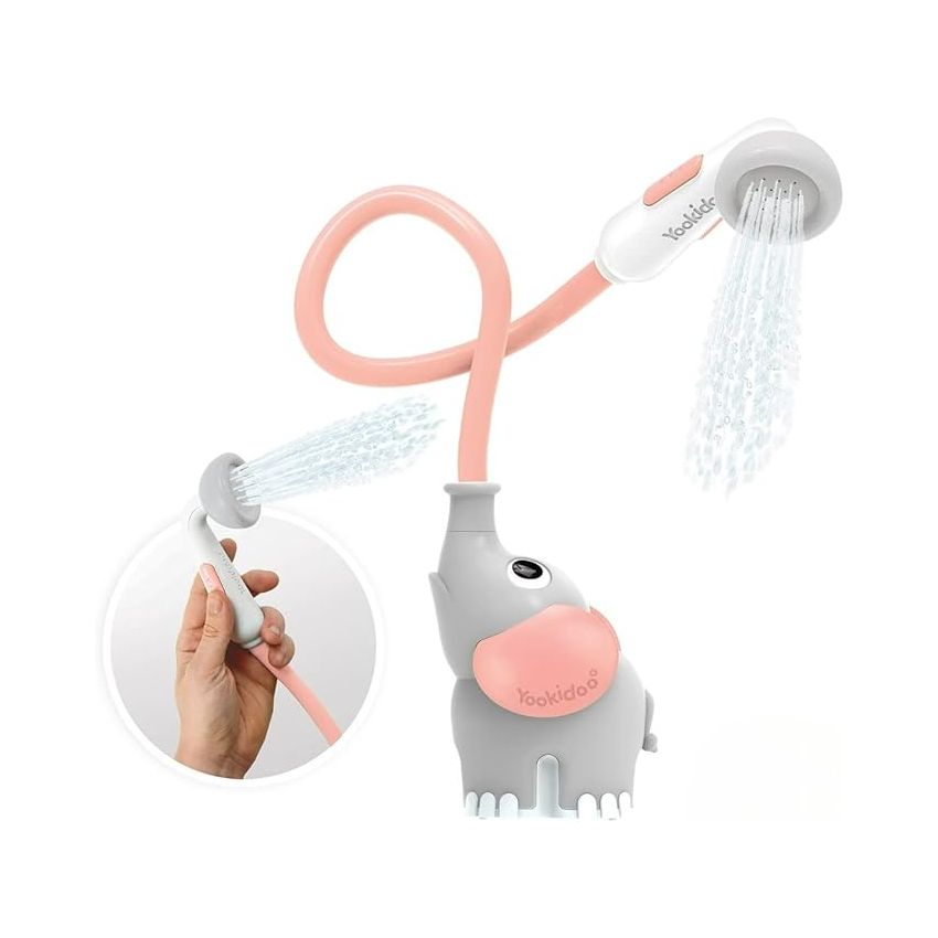 Yookidoo Baby Bath Shower Head - Elephant Bath Toy and Trunk Spout Rinser - for Newborn Babies in Tub Or Sink (Pink)