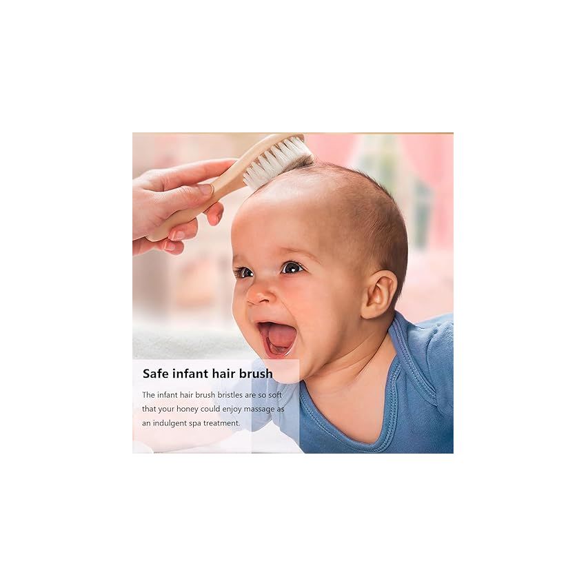 YarraModes Baby Goat Hair Brush and Comb Set for Newborns & Toddlers