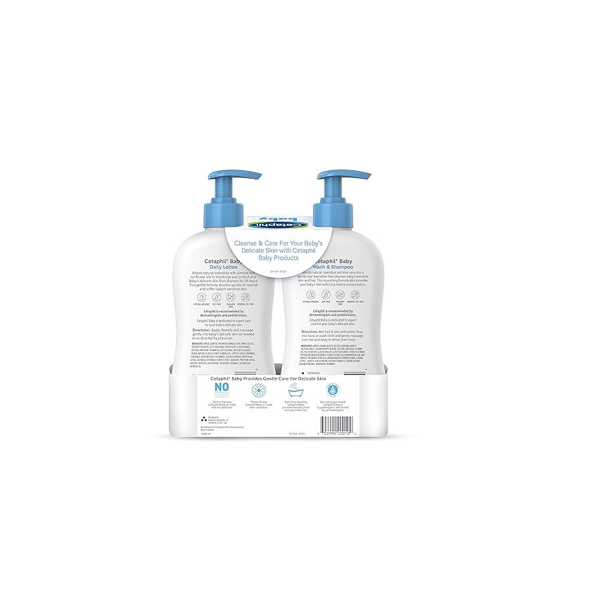 Cetaphil Baby Wash & Shampoo Plus Body Lotion, Healthy Skin Essentials