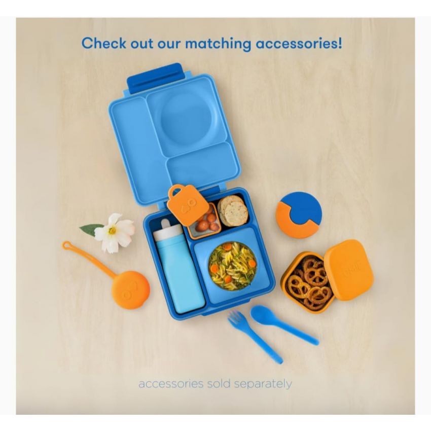 OmieBox Bento Box for Kids - Insulated Lunch Box with Leak Proof Thermos Food Jar - 3 Compartments, 2 Temperature Zones (Blue Sky)