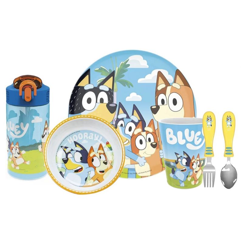 Zak Designs Bluey Kids Dinnerware Set Includes Plate, Bowl, Tumbler, Water Bottle
