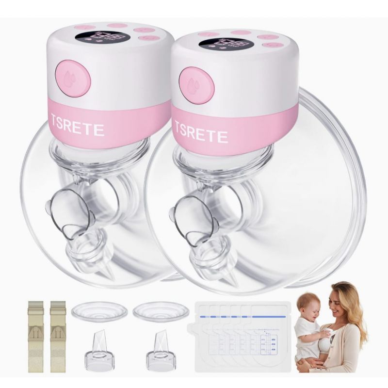  TSRETE Double Wearable Breast Pump, Electric Hands-Free Breast Pumps with 2 Modes